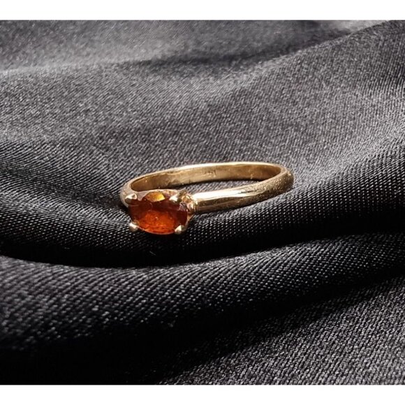 Vintage 14K Gold Hessonite Garnet Solitaire Ring Size 5.75 Elegant Jewelry - Picture 3 of 5